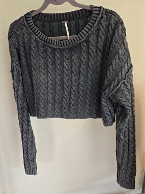Free People Cable-knit Cropped Sweater